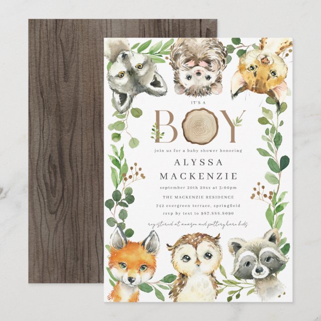 Woodland Baby Shower Invitation (Devant / Derrière)