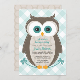 woodland baby shower invitation neutral mint brown