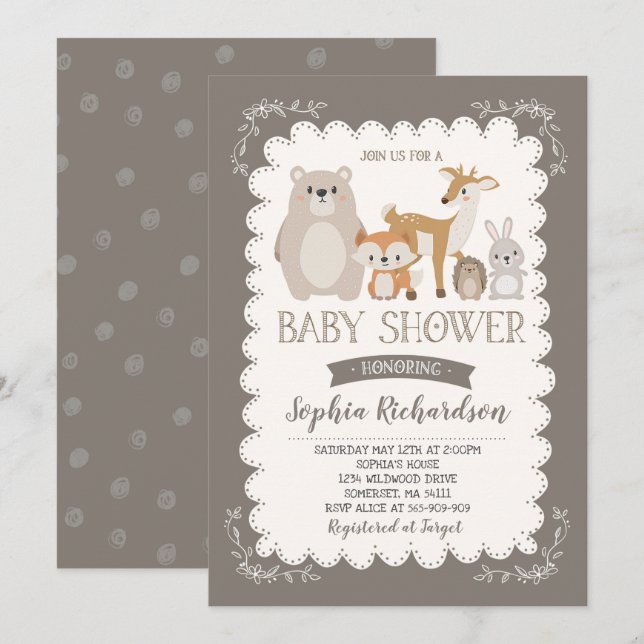 Woodland Baby Shower Invitation Whimsical Shower (Front/Back)
