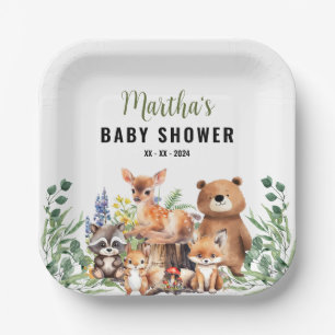 Woodland Baby Shower Invitation   Woodland animals Paper Plate