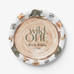 Woodland Baby Shower It's a Boy! Wild One Birthday Paper Plate