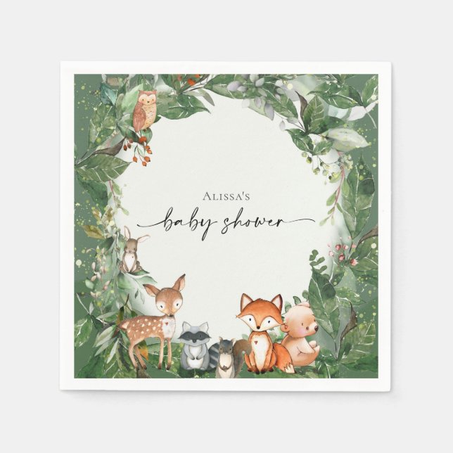 Woodland Baby Shower Napkin (Front)