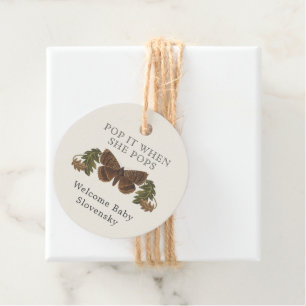 Woodland Baby Shower Pop it when she pops Favour Tags