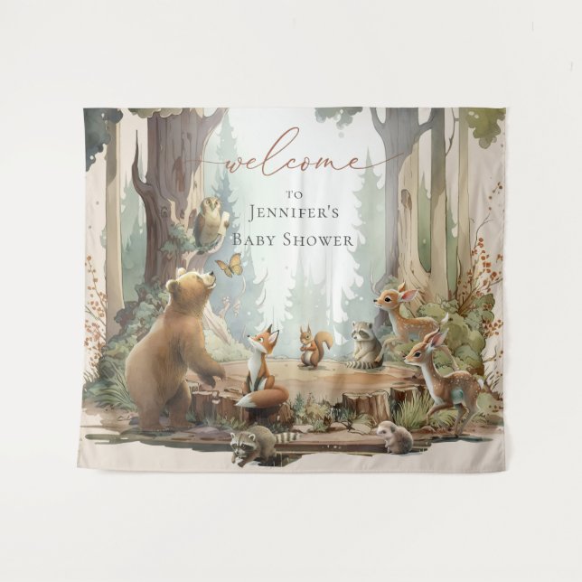 Woodland Baby Shower Tapestry (Front (Horizontal))