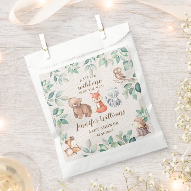 Woodland baby shower thank you candy favour bag (Clipped)