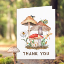 Woodland Baby Shower Thank You Card | Mushrooms & 