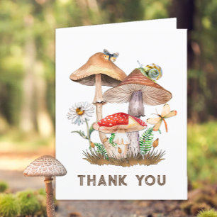 Woodland Baby Shower Thank You Card   Mushrooms & 