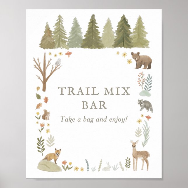 Woodland Baby Shower Trail Mix Bar Sign (Front)