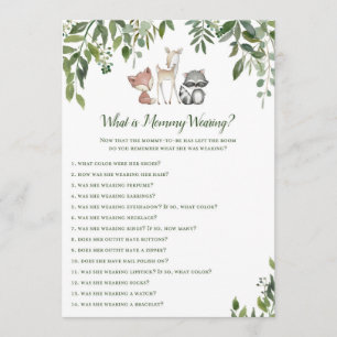 Woodland Baby Shower What's Mommy Wearing Game 5x7 Invitation