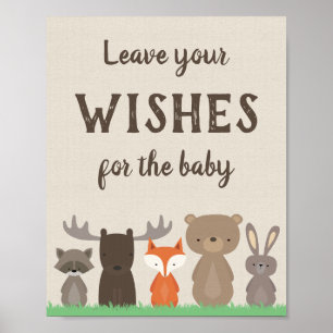 Woodland Baby Shower Wishes for Baby Sign