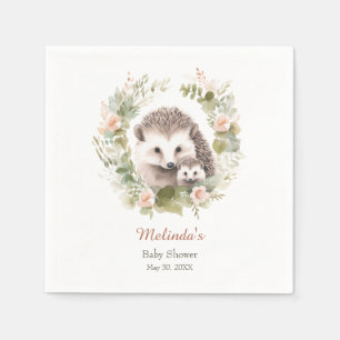 Woodland Baby Shower with Cute Hedgehog Napkin