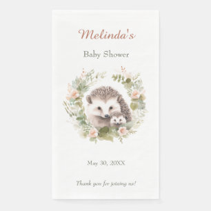 Woodland Baby Shower with Cute Hedgehog Napkin