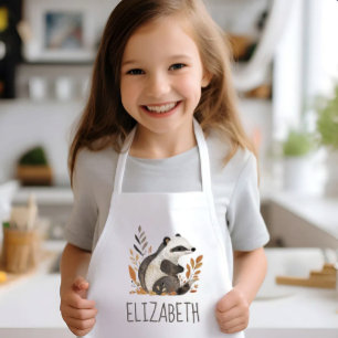 Woodland Badger Cute Personalized Kids Apron