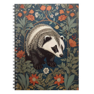 Woodland Badger William Morris Inspired Notebook