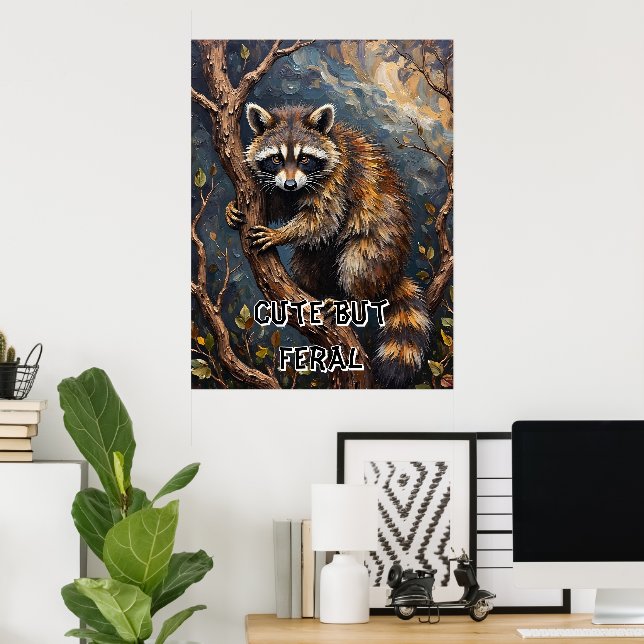 Woodland Bandit: Raccoon in the Branches Poster (Home Office)