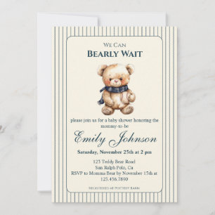 Woodland Bear Baby Boy Shower Invitation