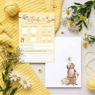 Woodland Bear Baby Predictions & Advice Game Card