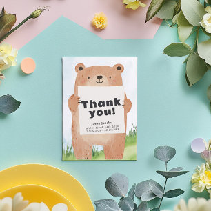 Woodland Bear Baby Shower Gratitude thank you Invitation
