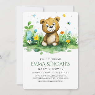 Woodland Bear Baby Shower Invitation