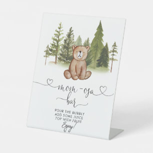 Woodland Bear Baby Shower Mom-osa Bar Pedestal Sig Sign