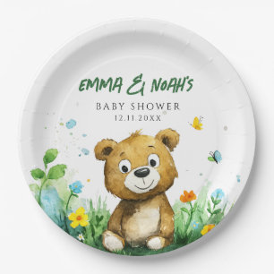 Woodland Bear Baby Shower Paper Plates