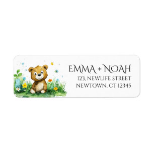 Woodland Bear Baby Shower Return Address Label