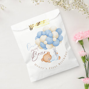 Woodland Bear Boy 1st Birthday Party Pastel  Favour Bag