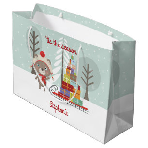 Woodland Bear Christmas Large Gift Bag
