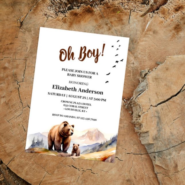 Woodland bear first birthday Invitation (Creator Uploaded)