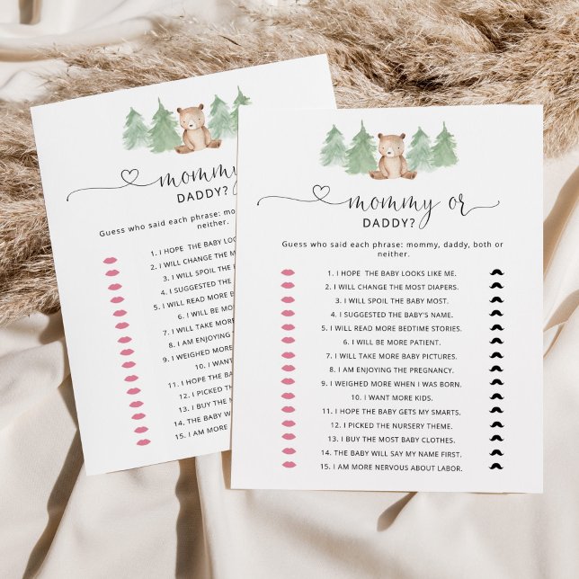 Woodland bear mommy or daddy baby game (Creator Uploaded)