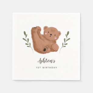 Woodland Bear Theme Boy Birthday Party  Napkin