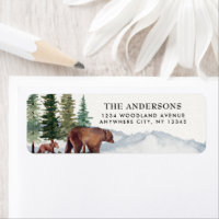 Woodland Bear Watercolor Adresse de retour
