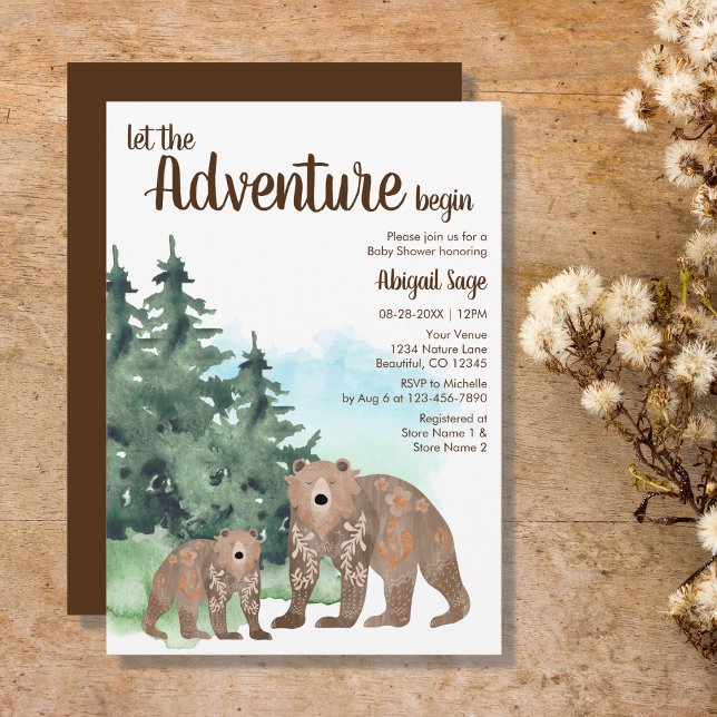 Woodland Bears Adventure Neutral Baby Shower Invitation (Creator Uploaded)