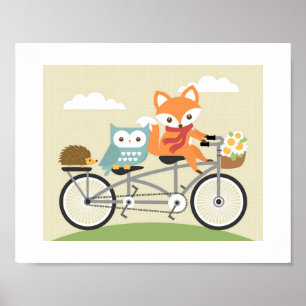 Woodland Bicycle Poster Print