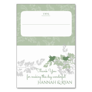 Woodland Birds and Foliage Green Table Number