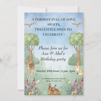 Woodland Birthday Invitation – Twin Forest