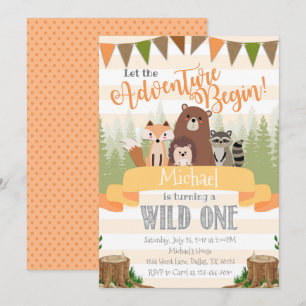 Woodland Birthday Party Invitation Invite Natural