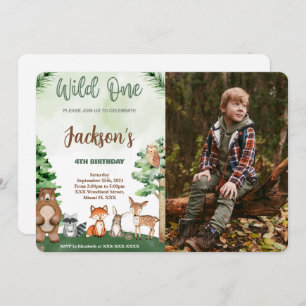 Woodland Birthday Photo Invitation