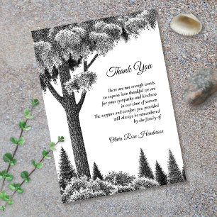 Woodland Black Bereavement Funeral Thank You Card