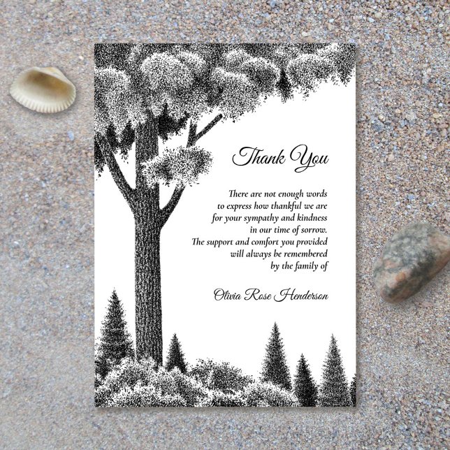 Woodland Black Bereavement Funeral Thank You Card (Creator Uploaded)
