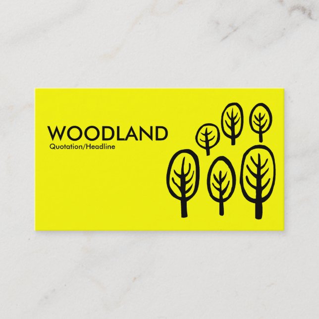 Woodland - Black on Yellow Business Card (Front)