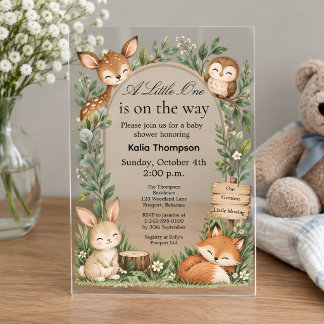 Woodland Boho Animals Baby Shower Frosted Acrylic Invitations