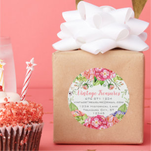 Woodland boho Floral Business or Personal Craft Classic Round Sticker