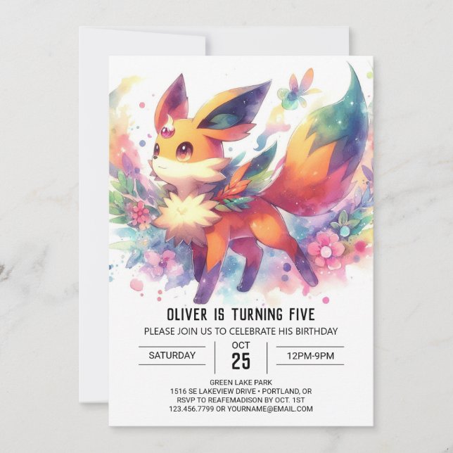 Woodland Boho Fox Birthday Invitation (Front)
