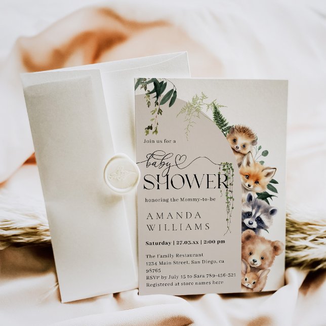 Woodland Boho Modern Neutral Baby Shower Invitation (Creator Uploaded)