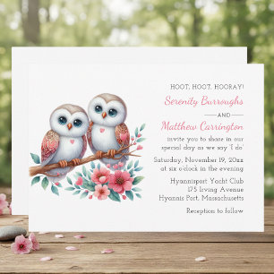 Woodland Boho Rustic Country Owl Wedding Invitation