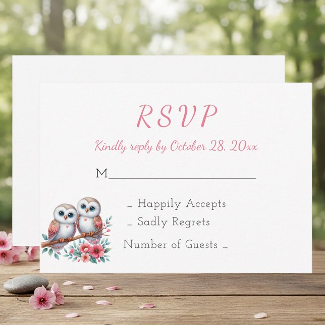 Woodland Boho Rustic Country Owl Wedding RSVP (Creator Uploaded)