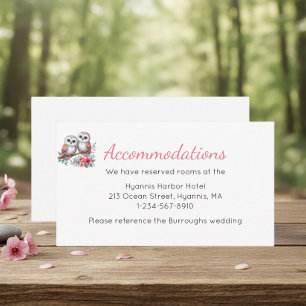 Woodland Boho Rustic Owl Wedding Accommodations Enclosure Card
