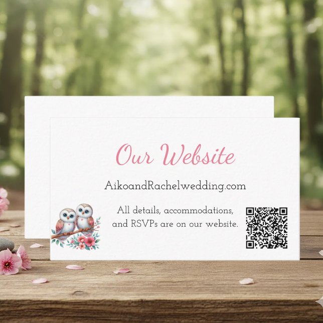 Woodland Boho Rustic Owl Wedding Website  Enclosure Card (Creator Uploaded)