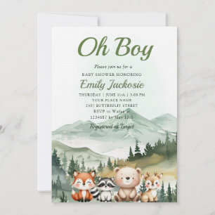 Woodland Boy Baby Forest Animal baby shower  Invitation